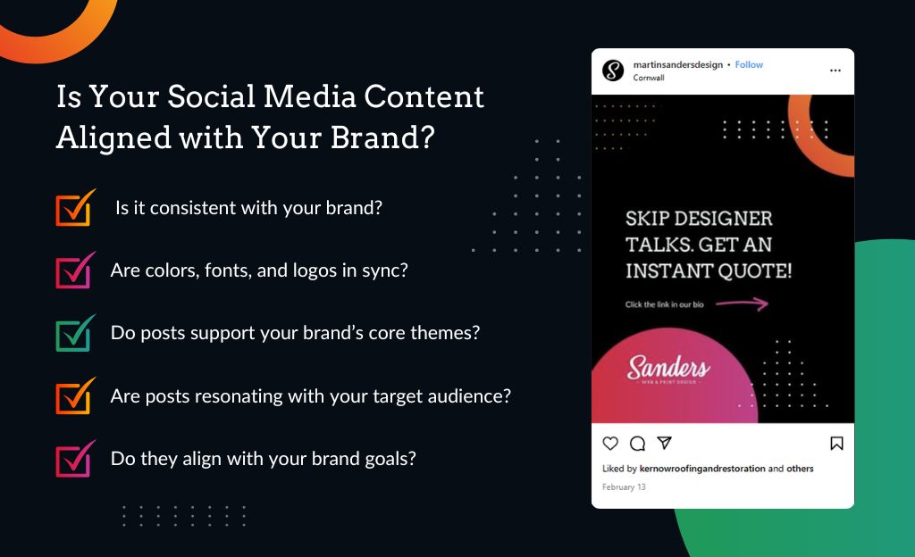 Social Media Content Alignment Checklist - Sanders Design