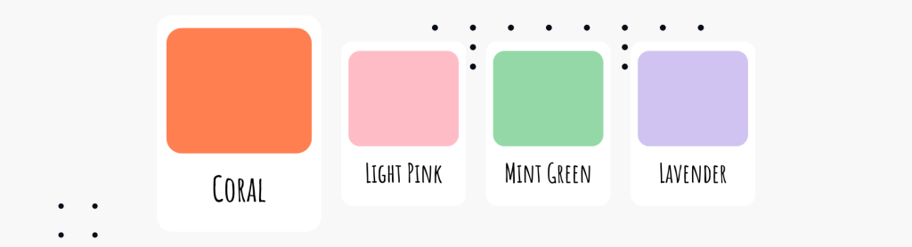 coral light pink mint green lavender - Sanders Design