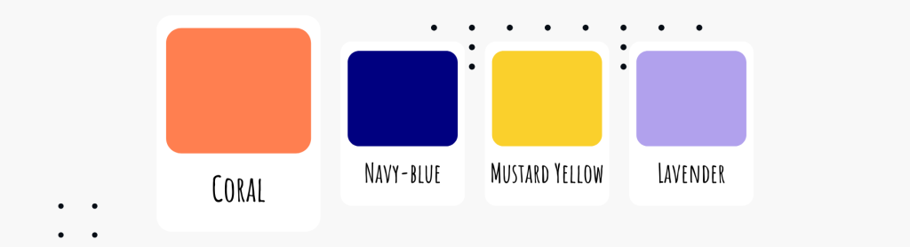 coral navy blue mustard yellow lavender - Sanders Design