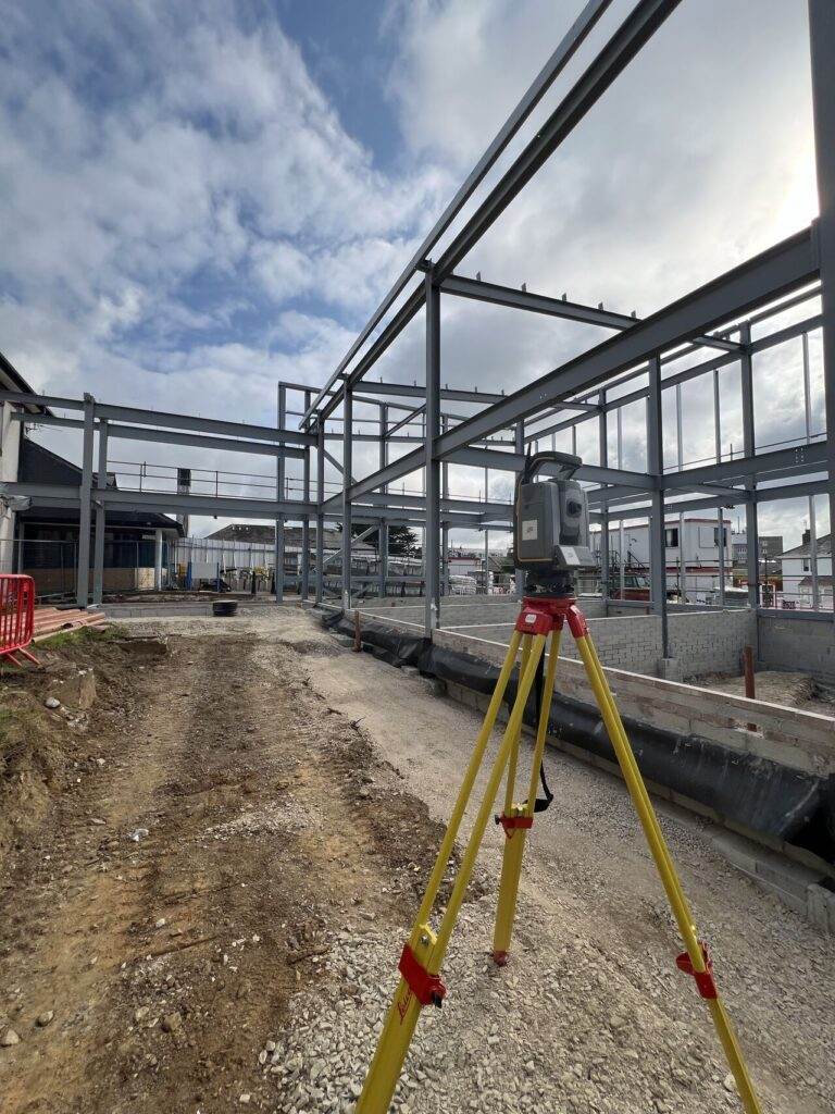 Steel frame erected after AJS Engineering set out the bolts