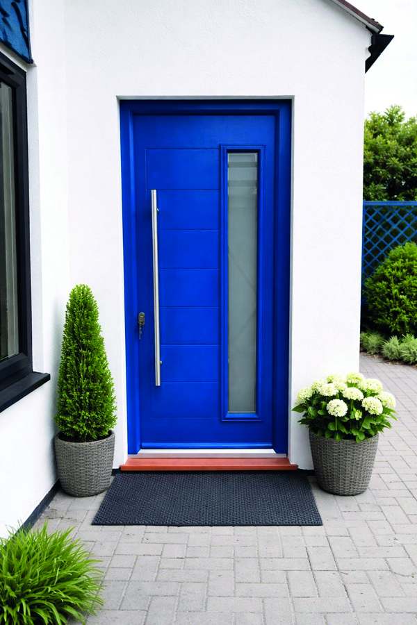 Bright blue uPVC front door
