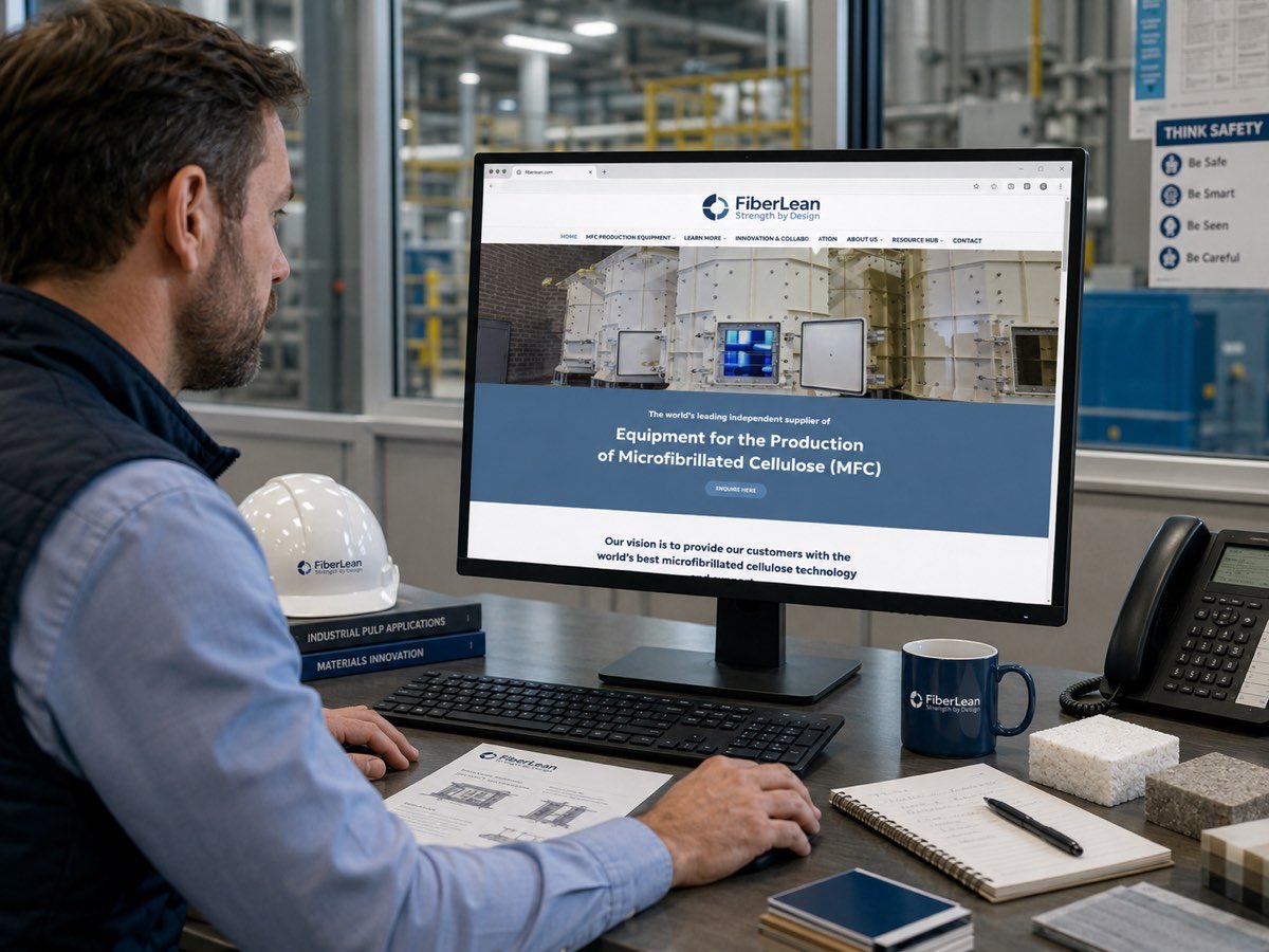 FiberLean website shown on a monitor