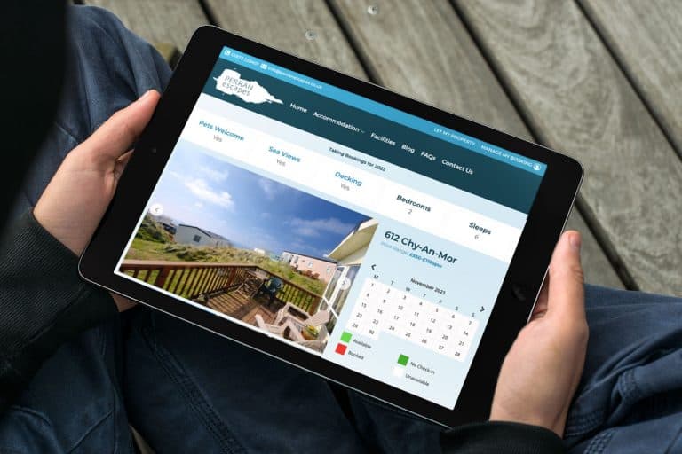 Perran Escapes Booking Web Design iPad2 - Sanders Design